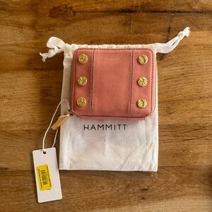 Hammitt Coral Pink Zip Wallet with Gold Studs